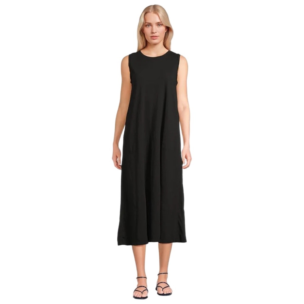 ELLIOTT LAUREN Sleeveless Enzyme Black Wash Jersey Dress Maxi/Mid Lagenlook S